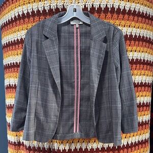 Charlotte Russe Gray and Pink Plaid Blazer